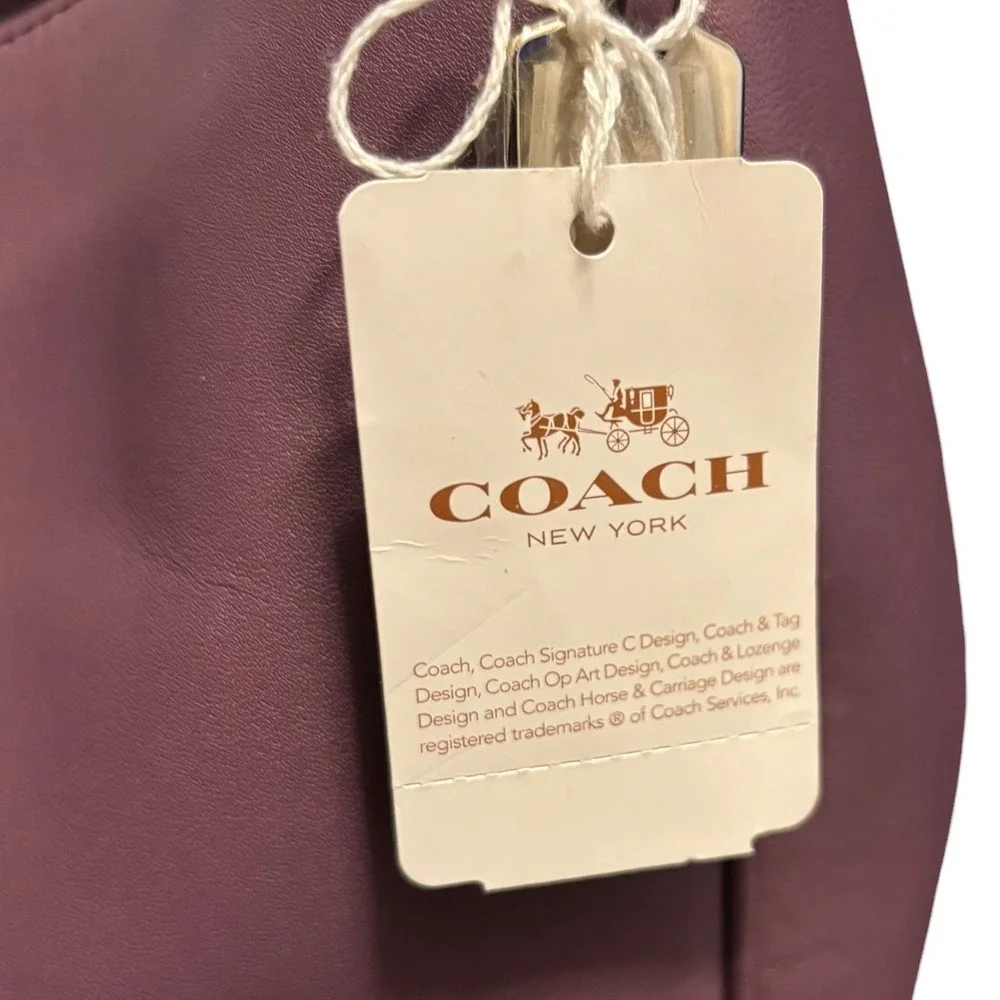 Coach Nomad Hobo Eggplant Glovetanned Leather Gold Hardware Minimalist OS NEW
